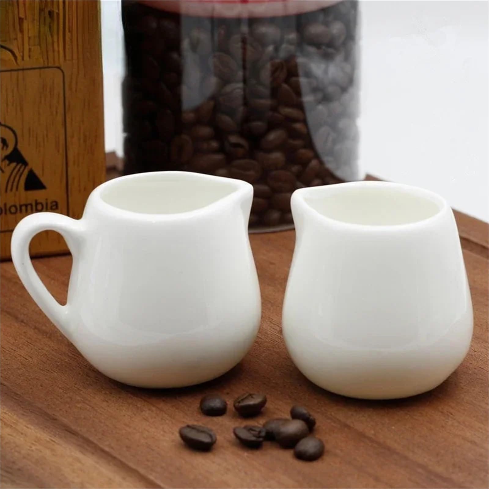 Taza de café Latte Art, té de la tarde, jarra de leche de cerámica, herramientas for hacer Barista, 3 uds. Para café(White-45ml)