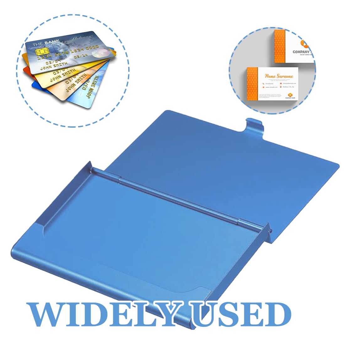 1 PIèce Porte-cartes de visite léger pour femme et homme – Étuis pour Cartes de Visite professionnel en acier inoxydable – Fermeture à boucle – Bleu