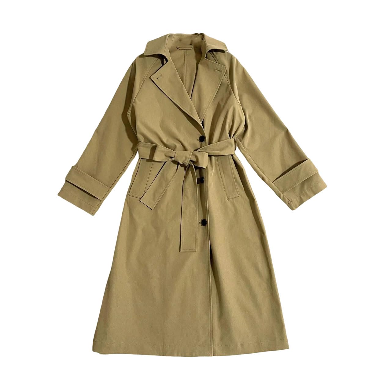 Women Back Slit Lace-Up Single Breasted Female Mid-Length Trench Coat