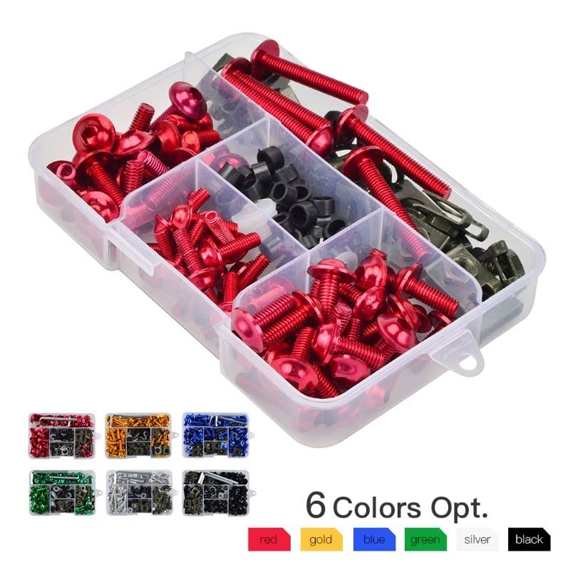 Nuts,Hardware Nuts, CNC Alloy M6 M5 Fairing Bolts Kit Bodywork Screws Nut(Red d)