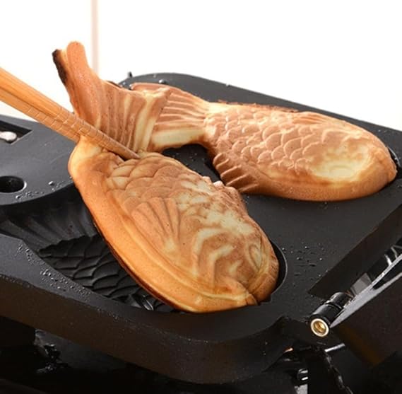 家庭用たい焼き器 直火 テフロン加工 焦げ付き防止 Bbq、ガスコンロ、炭火に最適 ハンドル付き 日本製 キャンディクッカー アルミ合金製 断熱ハンドル 頑丈で耐久性あり 1個