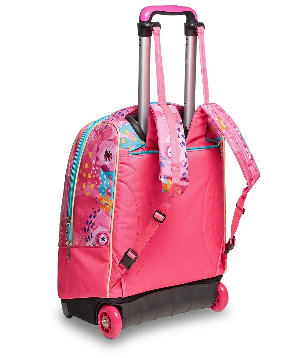 SJ GANG STYLE JAM GANG Trolley Scuola, Rosa, con Spallacci Uso Zaino, 2 in 1, Doppio Uso, Maxi Capienza, Trolley e Zaini, Scuola, Bambine e Ragazze