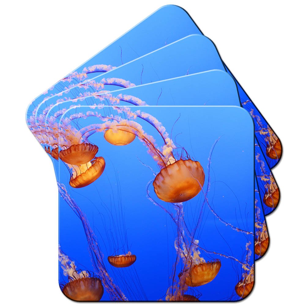 Fancy A Snuggle Bloom Of Big Orange Jellyfish Coaster/Set of 4 Coasters