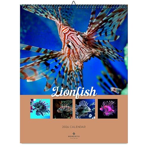 January 2027 - December 2027 Lionfish Wall Calendar 18.25x24.5 Monthly Wildlife Photography 12 Month Animal Calendar Stunning Nature Images Gift for Animal Lovers, Kids Adults