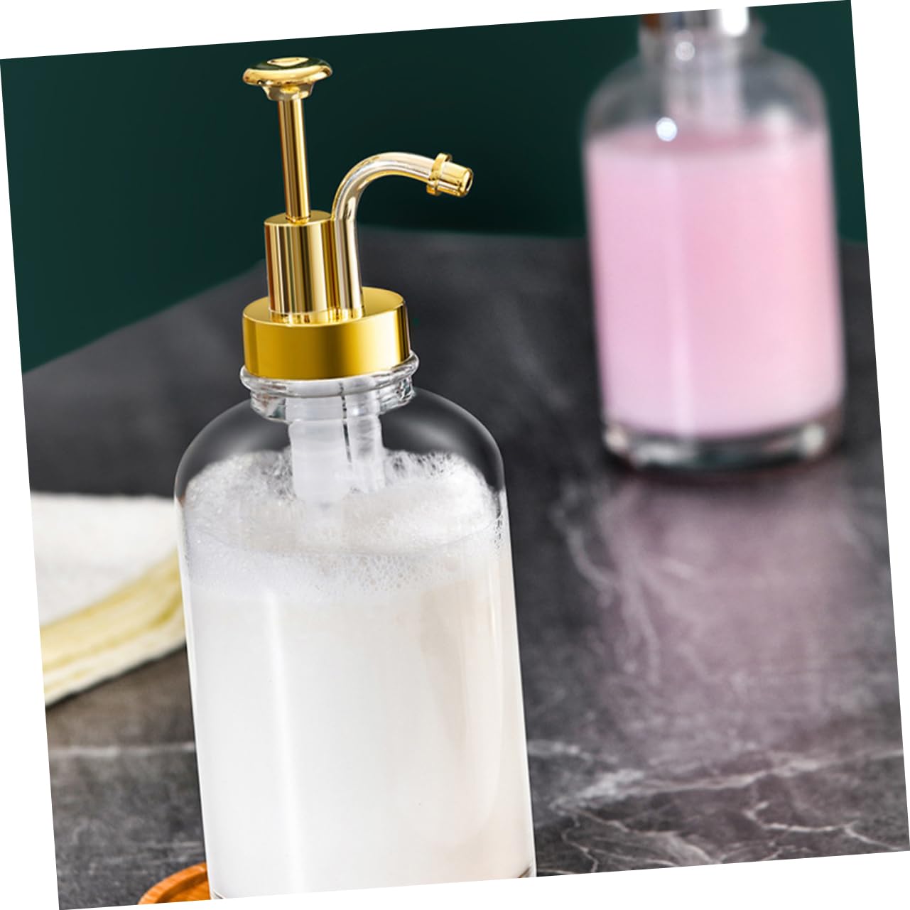 MAGICLULU Botella De Vidrio Tipo Pulsador Dispensador De Jabón De Baño 500ml Transparente Fácil De Usar