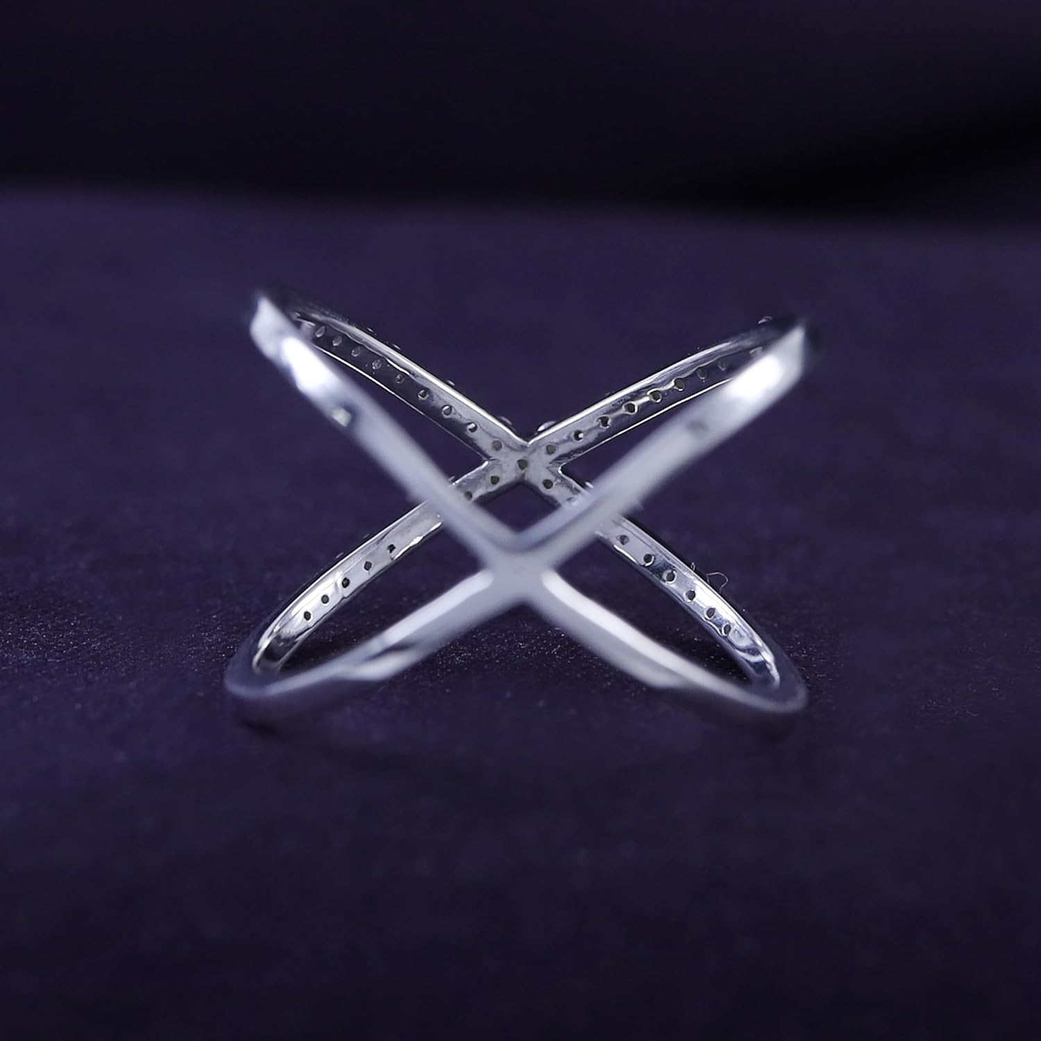 AFFY Round Cut White Natural Diamond Criss Cross X Anniversary Ring In 14k Gold Plated 925 Sterling Silver (Clarity : I2-I3, Color : I-J, 0.26 Carat Cttw)