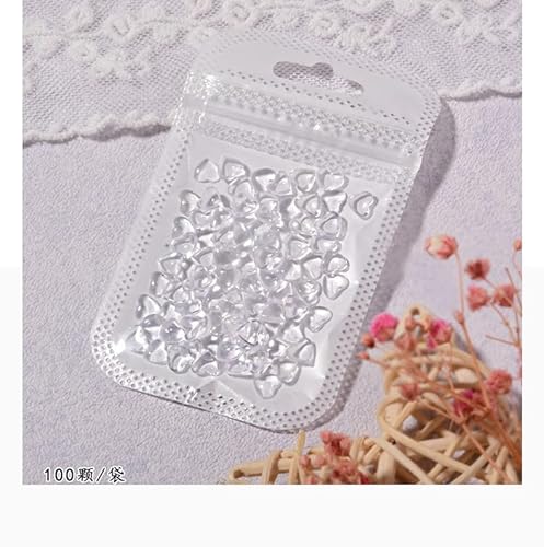 200 Pcs Clear Heart Nail Art Charms, 3D Mixed Size Love Hearts Rhinestones Flat Jelly Resin Crystal Jewelry Diamonds For Acrylic Nail Supplies, Women Craft Diy Manicure Decoration Accessories #TOP5