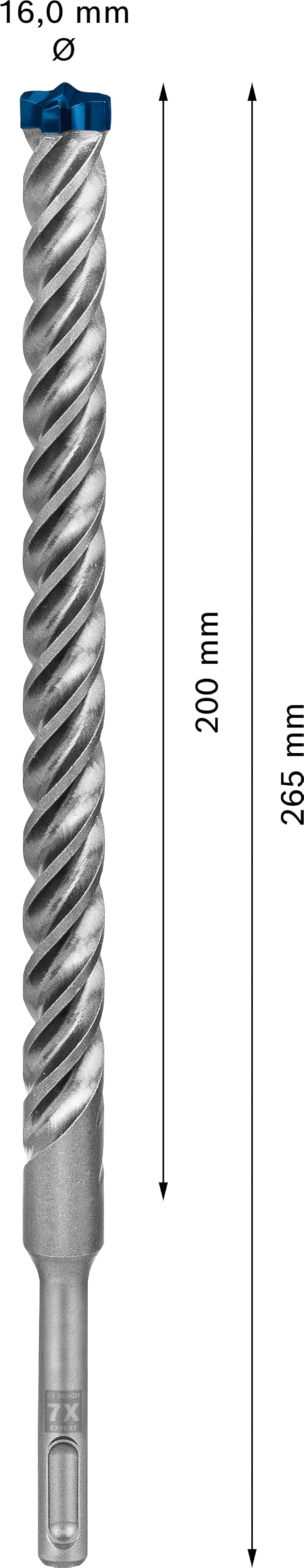 Bosch Professional 1x Broca para martillo Expert SDS plus-7X (para Hormigón armado, Ø 16.00 x 265 mm, accesorios Martillo perforador rotativo)