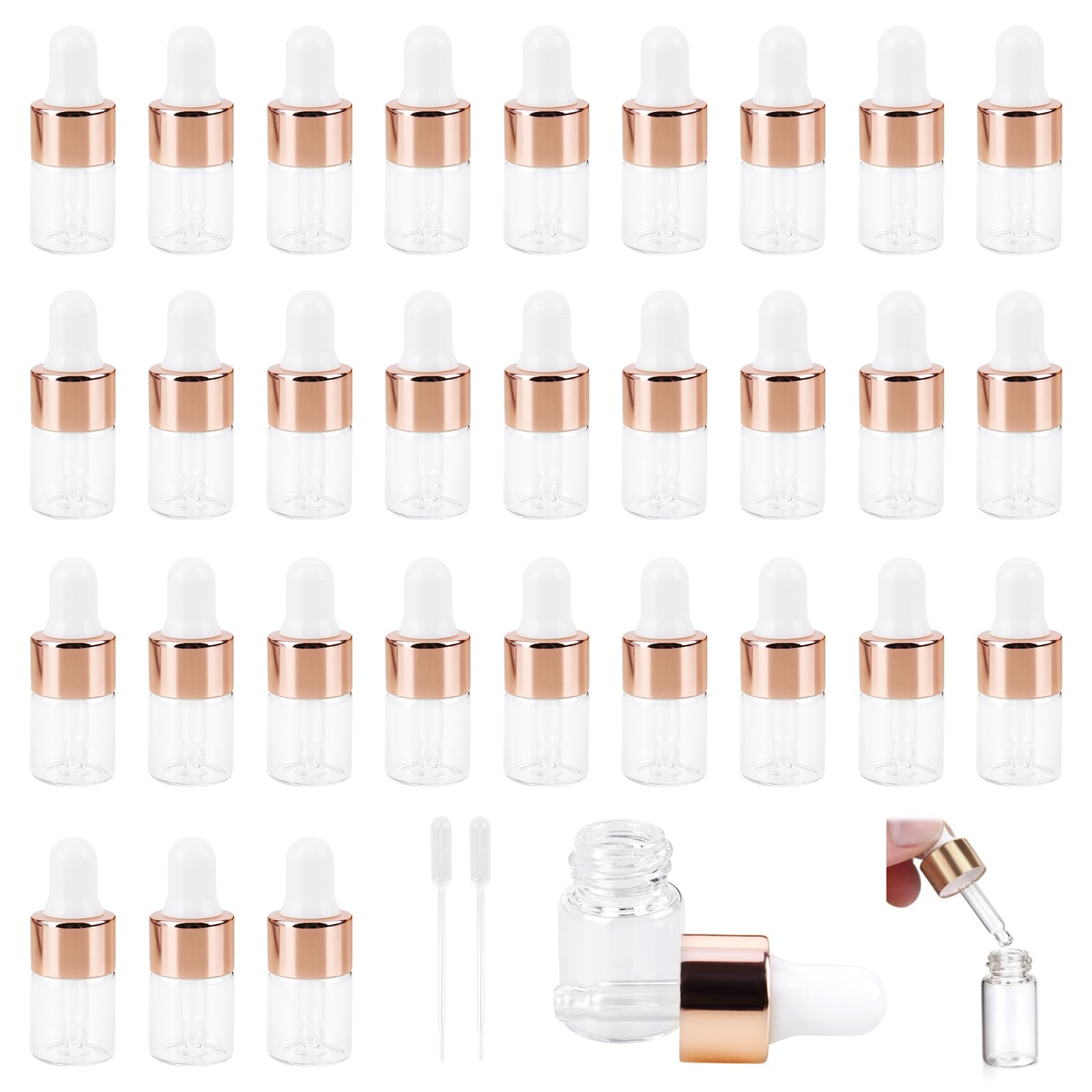 30 Stück Mini Pipettenflaschen 2ml – Transparent Produktbild-Vorschau 2
