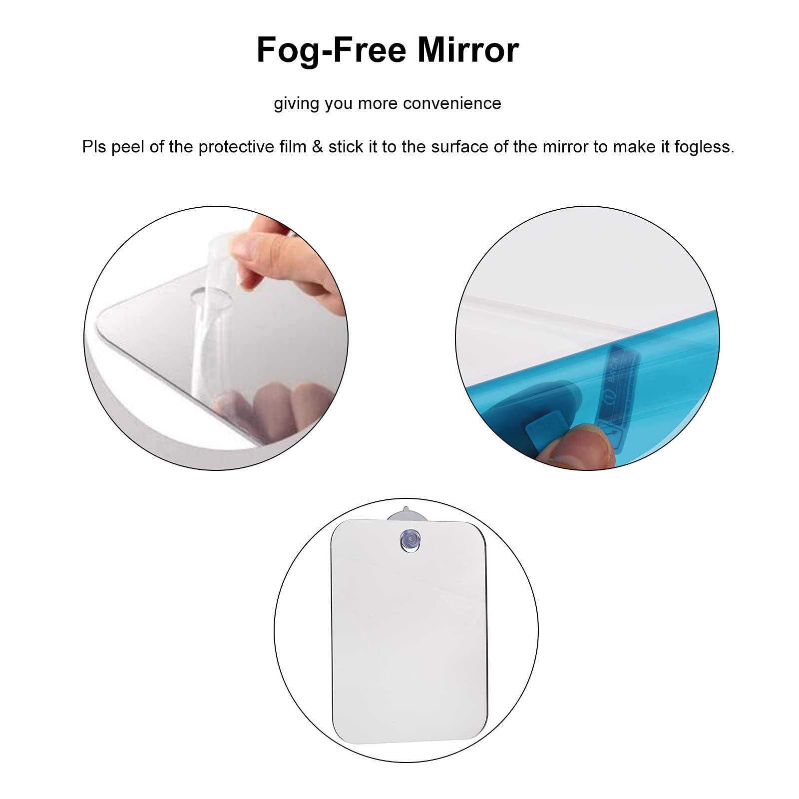 ELBME Shower Mirror for Shaving Fogless Bathroom Mirror with Suction Portable Handheld Fog-Free Mirror for Daily & Travel Makeup Beard Grooming - Image 3 thumbnail