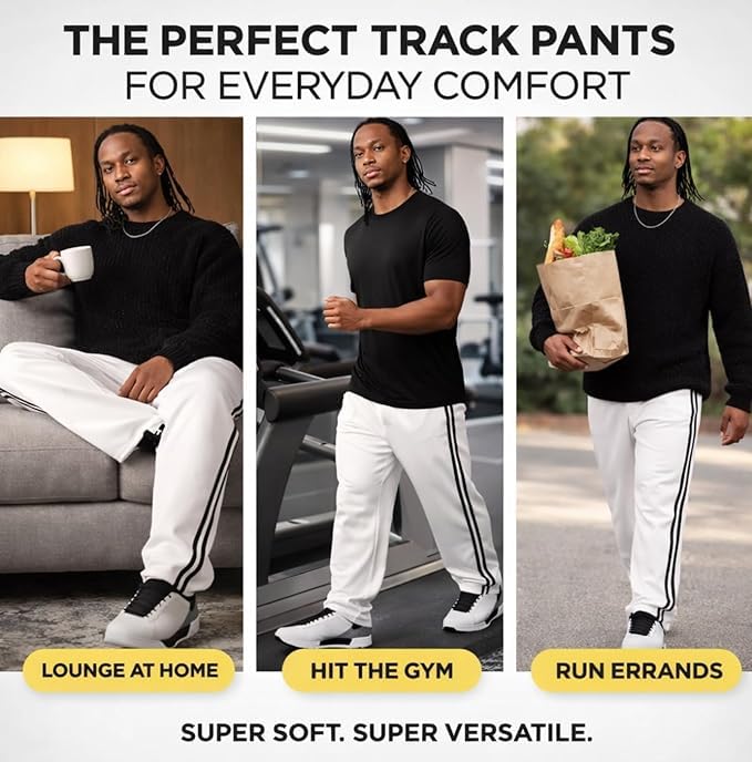 Image of H-Venice Men's Baggy Track Pants | 100% Cotton Loose Fit Joggers | Full Elastic Waist Open Bottom Sweatpants | All Season Wear | S to 3XL (Himalayan Grey) (in, Numeric, 38, Regular)
