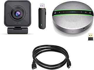 Project Telecom Marconi | Wireless HD 1080p Webcam | Premium USB Wireless Bluetooth Speakerphone Bundle | Conference Room Cable Kit | Compatible with Zoho ShowTime