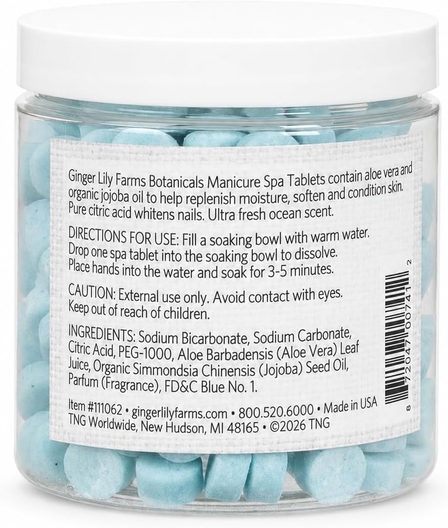 Ginger Lily Farms 250ct Manicure Spa Tablets, Ocean Scent