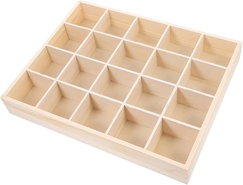 Organizador de cajones de madera, caja de almacenamiento de 20 rejillas para calcetines, llaves, bragas, armario, gabinete, organizador de ropa