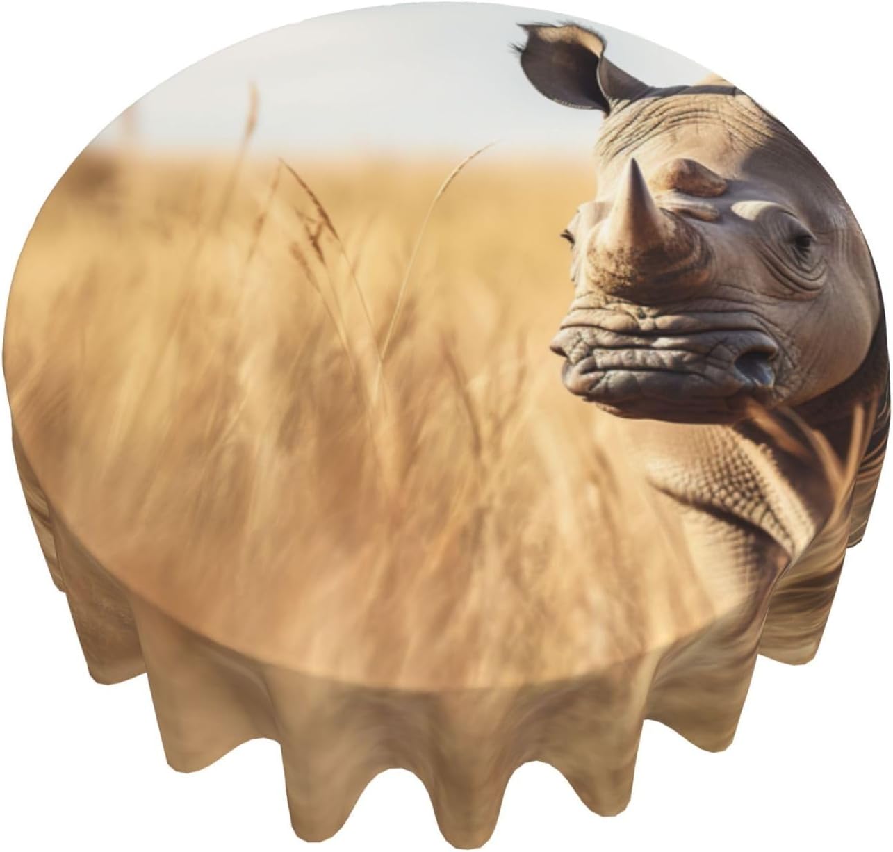 Animal rhino1 Print Wrinkle Free Dining Table Cover for Birthday Party Farmhouse Tablecloths Up to 60 x 60 Inches