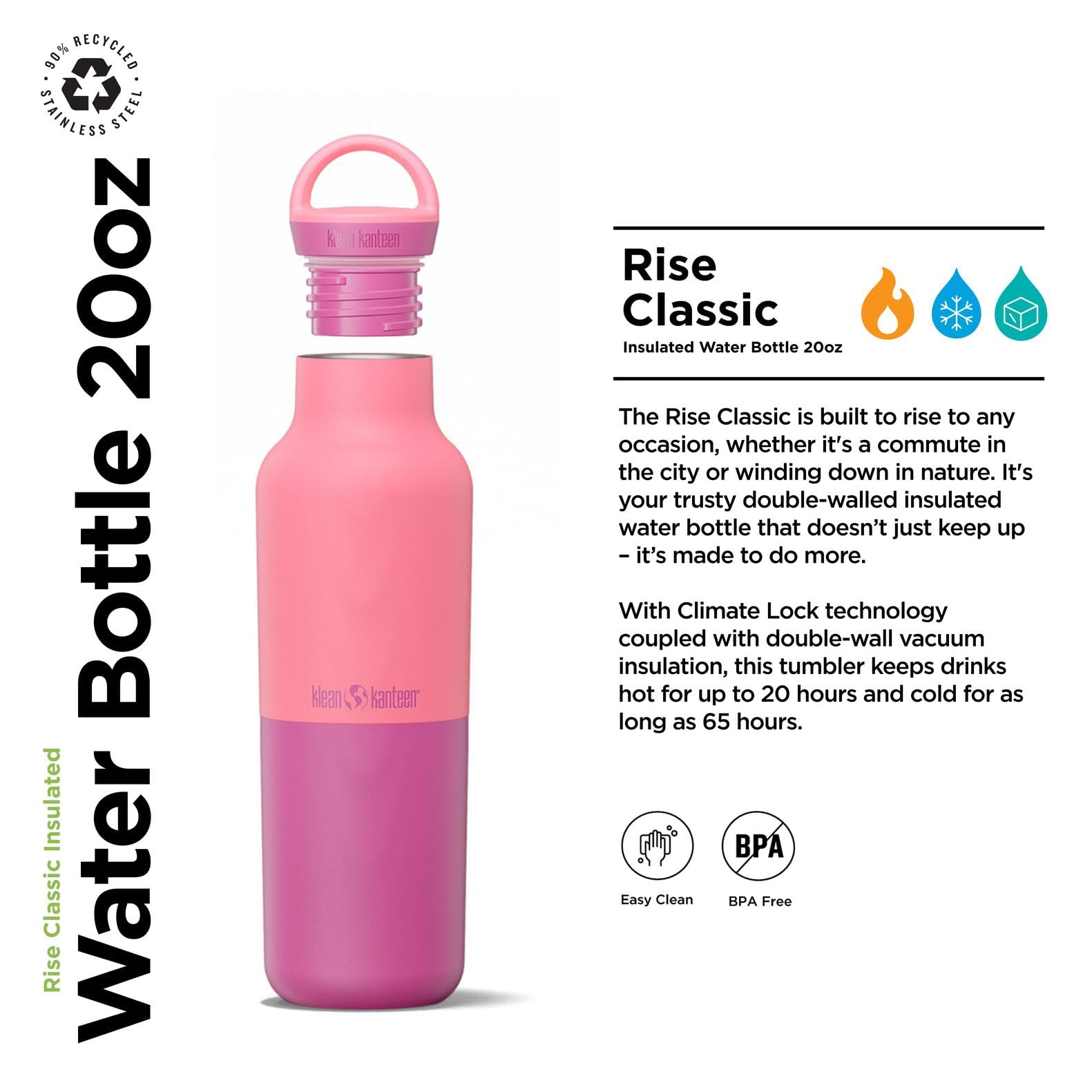 Amazon.com: Klean Kanteen Rise Classic Insulated Water Bottle