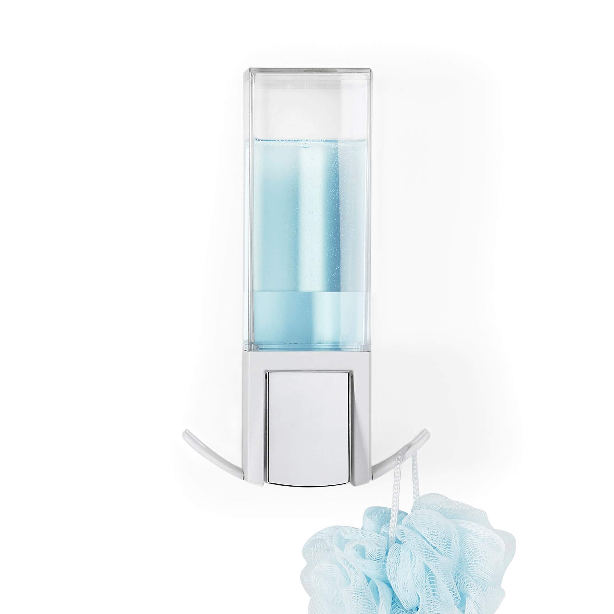 Compactor CLEVER Dosatore di Sapone Bianco, Senza Foratura, con Serbatoi Trasparenti e Ganci Laterali, 13x8.8x20.8cm