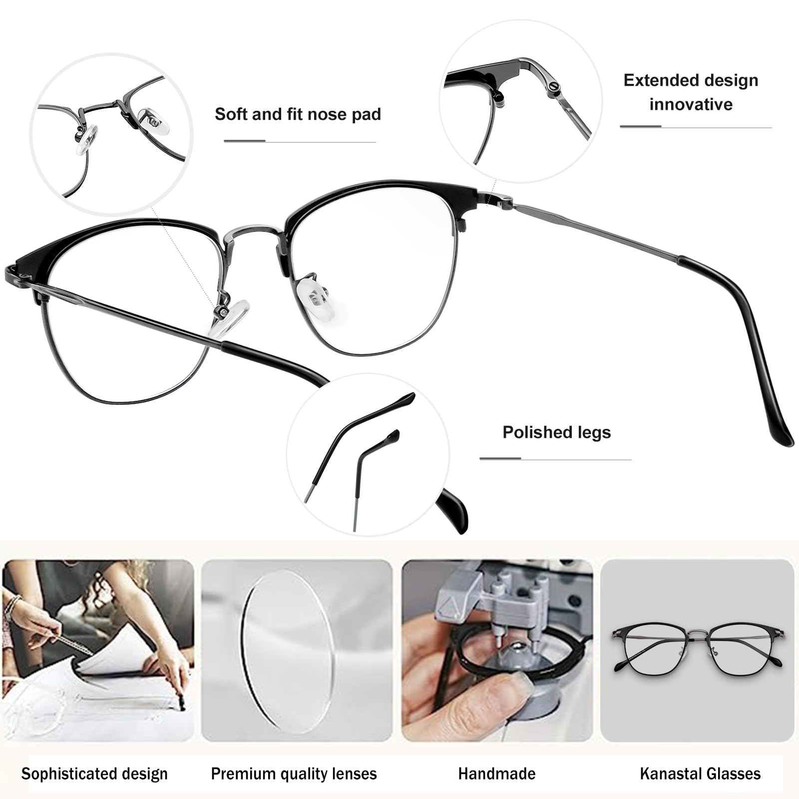 KANASTAL Okulary Blokujące Niebieskie Światła Męskie, Okulary Komputerowe Gamingowe Antyodblaskowe Kobiet Blue Light Blocking Glasses