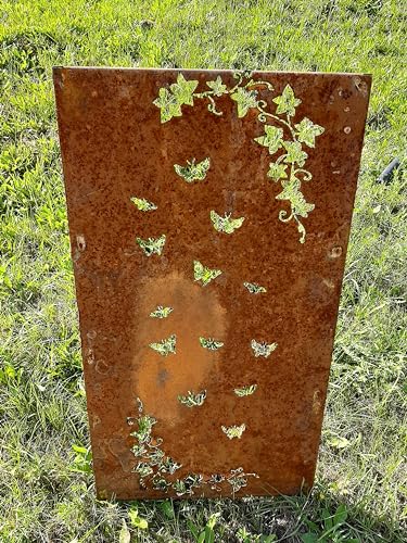Rost-Optik Sichtschutzwand Für Den Garten – 100 Cm Hoch, 50 Cm Breit, Mit Erdspießen
