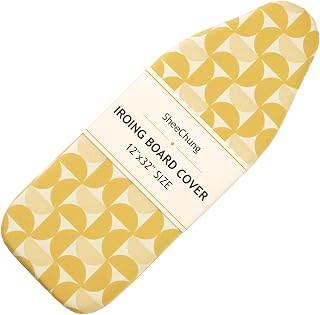 SheeChung Small Ironing Board Cover and Pad 12.5"x32",Heat Resistance Cover | Mini Tabletop Ironing Board Cover,Cotton Cover,Thick Padding,Scorch and Stain Resistant,Adjustable Strap,2 Elastic Fasteners