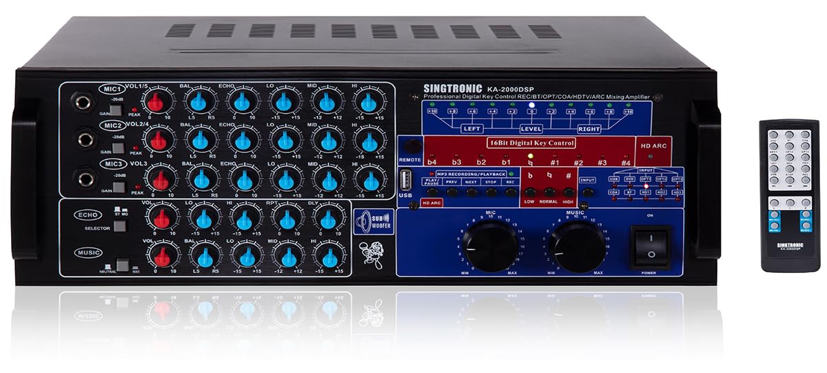 SINGTRONIC KA-2000DSP 3000W Professional Karaoke Mixing Amplifier | HDMI, Bluetooth, DSP Equalizer & Recording | DJ/KJ Digital Sound System