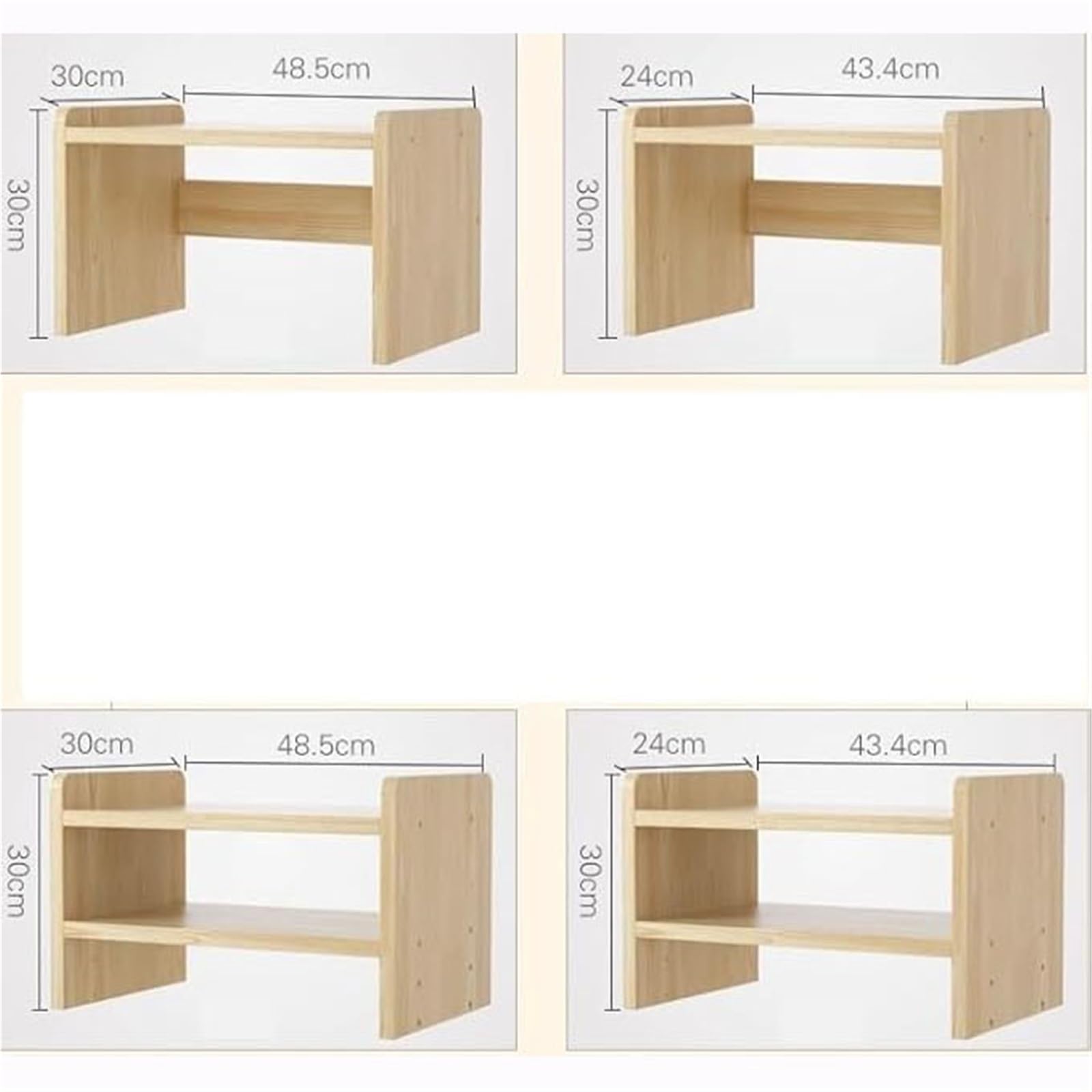 Großer Druckertisch aus Holz, höhenverstellbares Lagerregal, Desktop-Druckerständer, bodenstehende Lagerregale, für das Home Office, 2-stufig (43,4 * 24 * 30 cm)