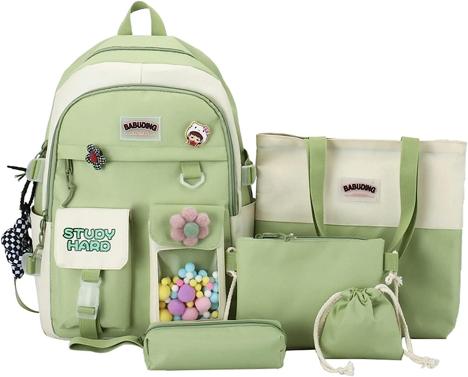 5Pc Stylish Multifunctional Changing Diaper Bag with Large Capacity, Waterproof Design, Stroller Strap | Flower_Design-image-10