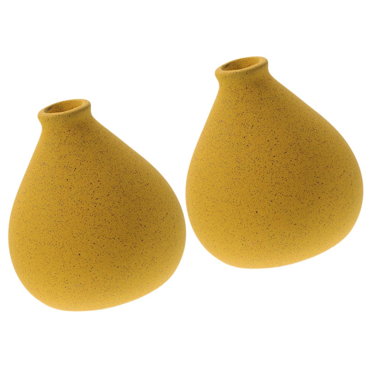 Jarrón de cerámica pequeño mostaza POPETPOP de 2 piezas para flores secas en mesa