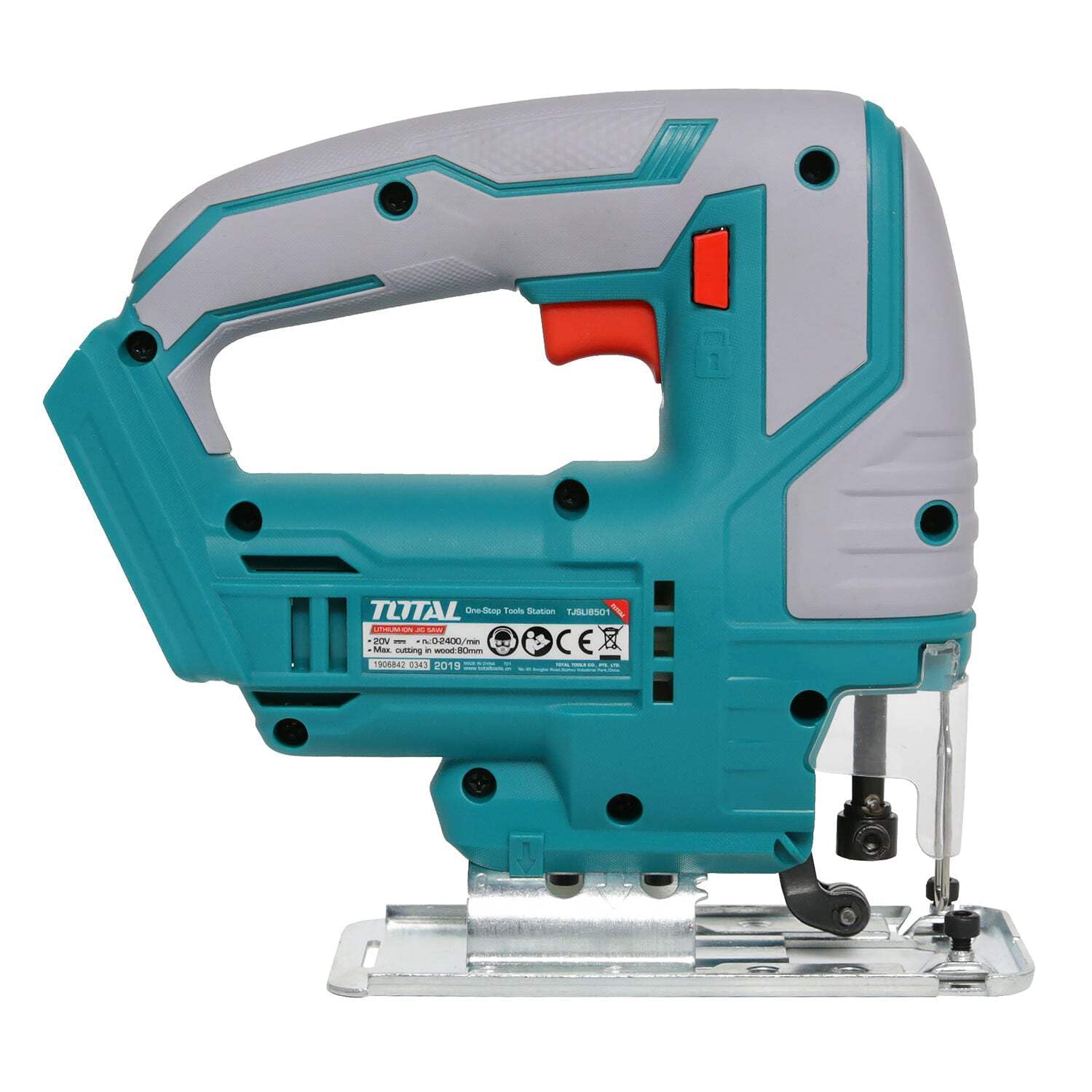 TOTAL - Sierra Caladora a Batería P20S de 20 V - Inalámbrica - Herramienta para Cortar Metal y Madera - Velocidad Sin Carga de 2400 rpm - Incluye 5 Hojas de Sierra