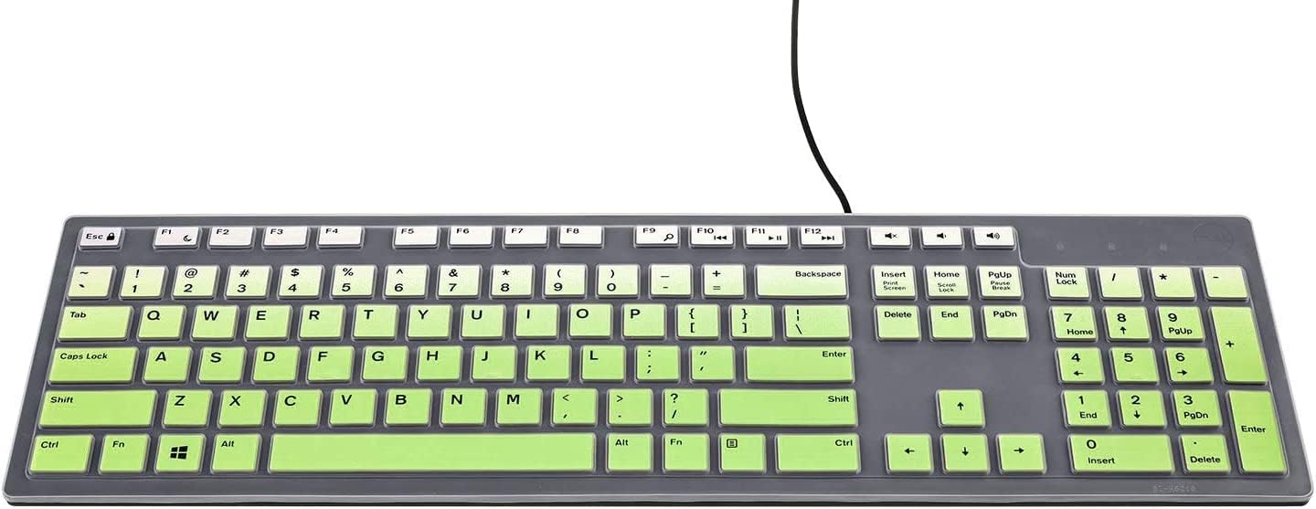 Keyboard Cover Skins Compatible with Dell KM636 KB216 Wired Keyboard & Dell Optiplex 5250 3050 3240 5460 7450 7050 & Dell Inspiron AIO 3475/3670/3477 All-in one Desktop(Ombre Green)