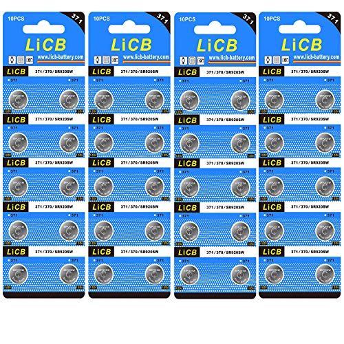 seiko battery replacement - LiCB 40 Pack Watch Batteries Replacement 371 SR920SW 370 AG6,Long-Lasting & Leak-Proof,High Capacity Silver Oxide 1.55V Battery for Watch