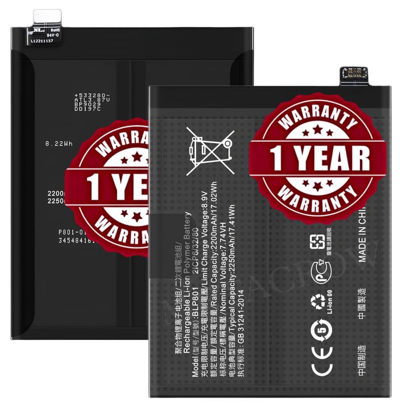 Image of Original BLP801 Battery Compatible with OnePlus 9R (LE2100, LE2101) - (4500mAh) - 1 Year Warranty BC450