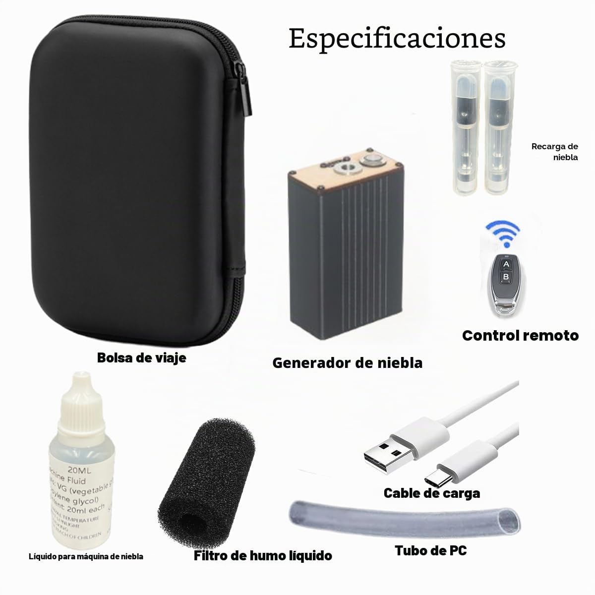 Mini máquina de niebla a distancia portátil ligera máquina de humo para fiestas al aire libre DJ escenario interior (regalo negro)