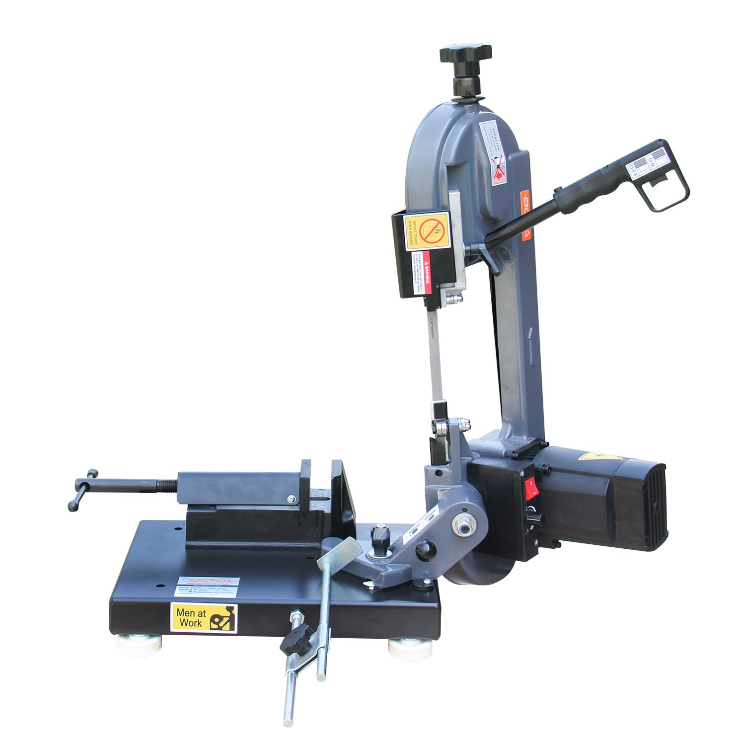 BOKA Metallbandsäge Vario-Speed 40–88 m/min, Gehrungsschnitt 0–45°, Rohrschnitt bis Ø85 mm, 230V/1000W, BS-85 transportable Säge mit hoher Schnittpräzision, Inklusive Sägeband