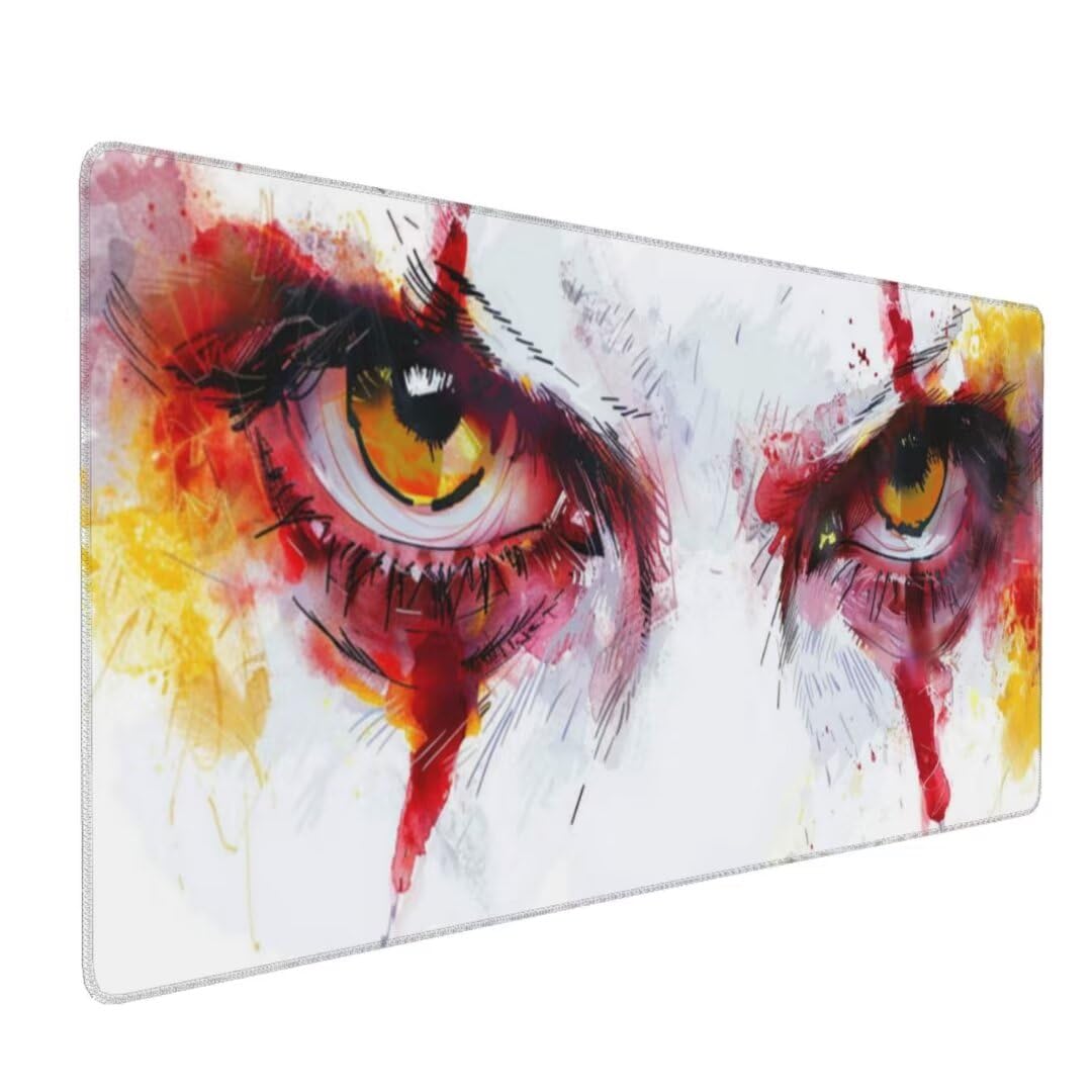 Horror podkładka pod mysz 90 x 40 cm, wodoodporna i trwała podkładka pod mysz pod oczy bardzo duża podkładka pod mysz, podkładka na biurko, antypoślizgowa gumowa podstawa podkładka pod mysz do gier