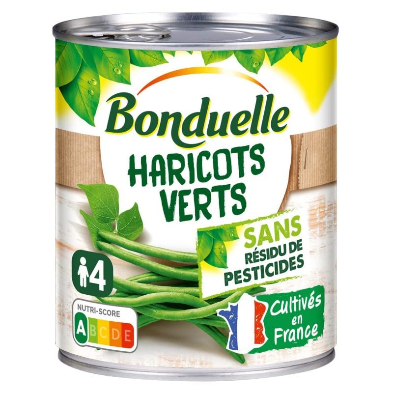HARICOTS VERTS EXTRA FIN SANS RÉSIDU DE PESTICIDES 4/4 440G, BONDUELLE, LOT DE 4