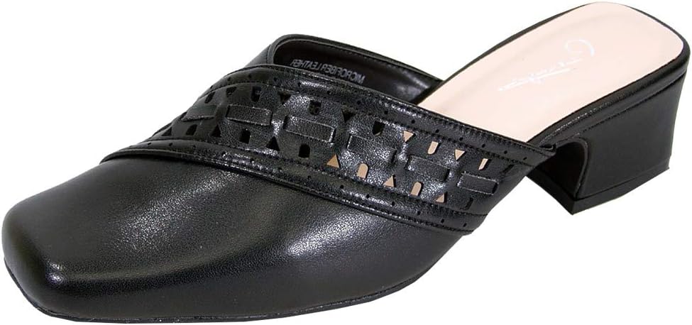 Peerage Darcie (LC9038) Women's Wide Width Mid-Heel Leather Dress Mules Black 12