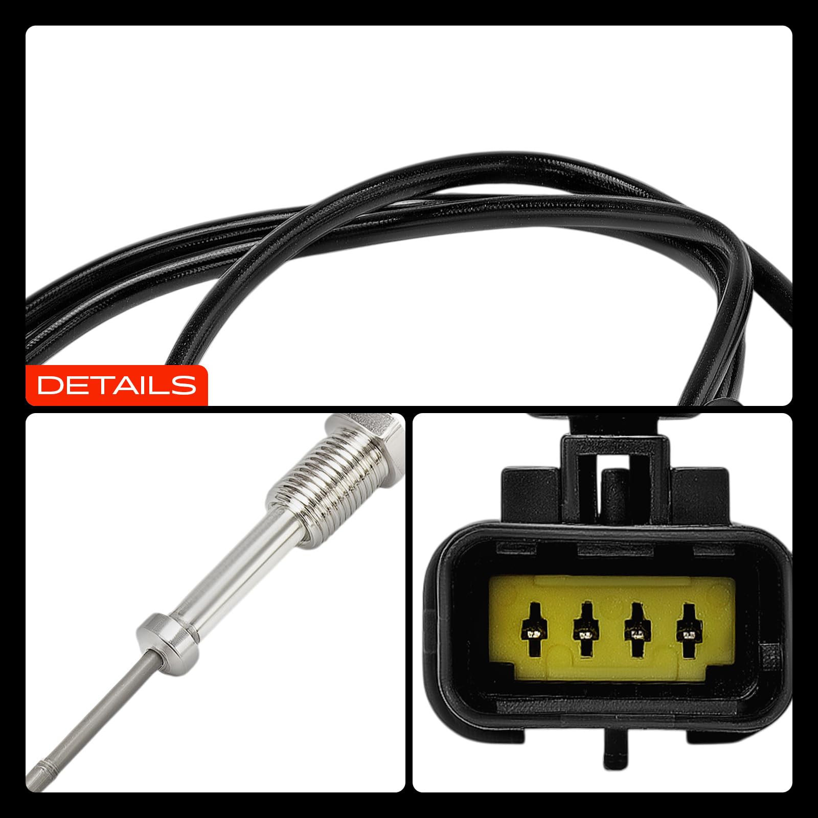 Frankberg Sensor de temperatura de gases de escape 4-Polos Compatible con Berlingo EC ER Rifter 3008 SUV M4 MC MJ MR 308 SW II L4 LC LJ LR LX Corsa F P2JO Replace# 9812376480