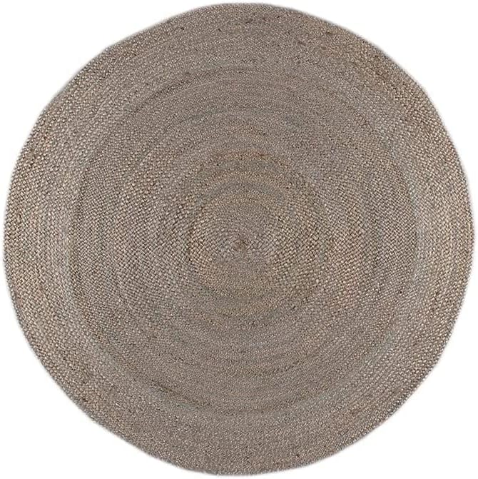 Alfombra redonda de yute natural tejida a mano, alfombra de color gris (84 x 84 pulgadas (7 pies, redonda))