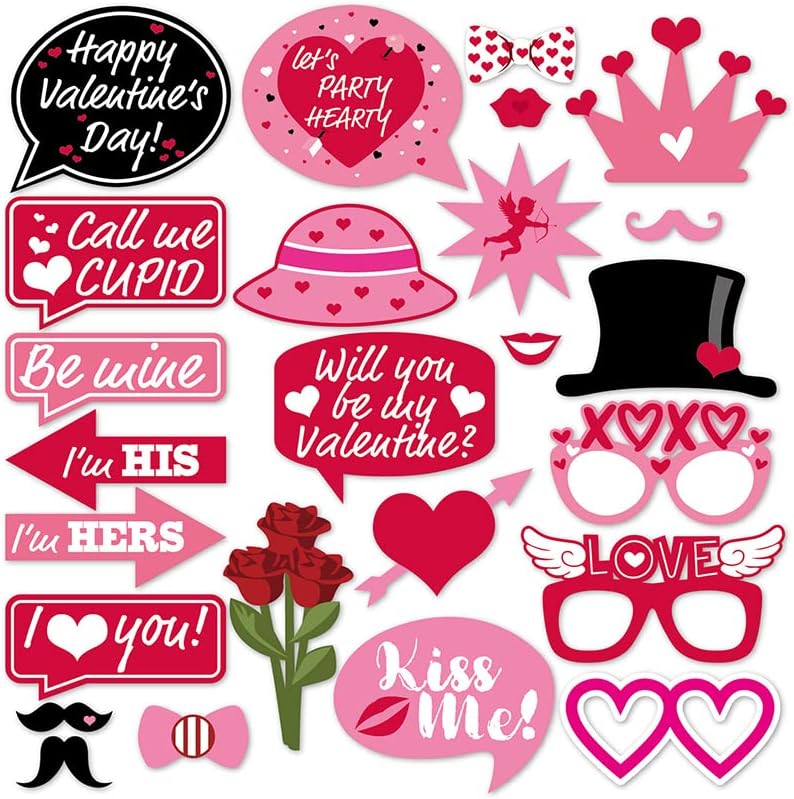 Miniatura 5 de Accesorios para cabina de fotos para el día de San Valentín accesorios para selfie decoración de fondo divertido y creativo de San Valentín
