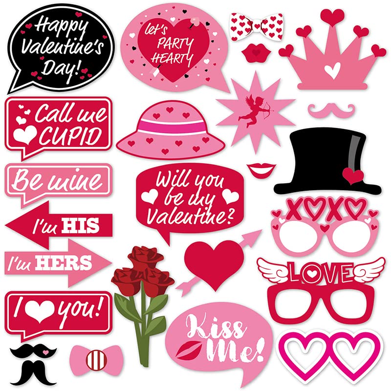 25 Valentinstag Photo Booth Requisiten – Lustige Selfie-Accessoires Für Partys, Hochzeit, Junggesellinnenabschied