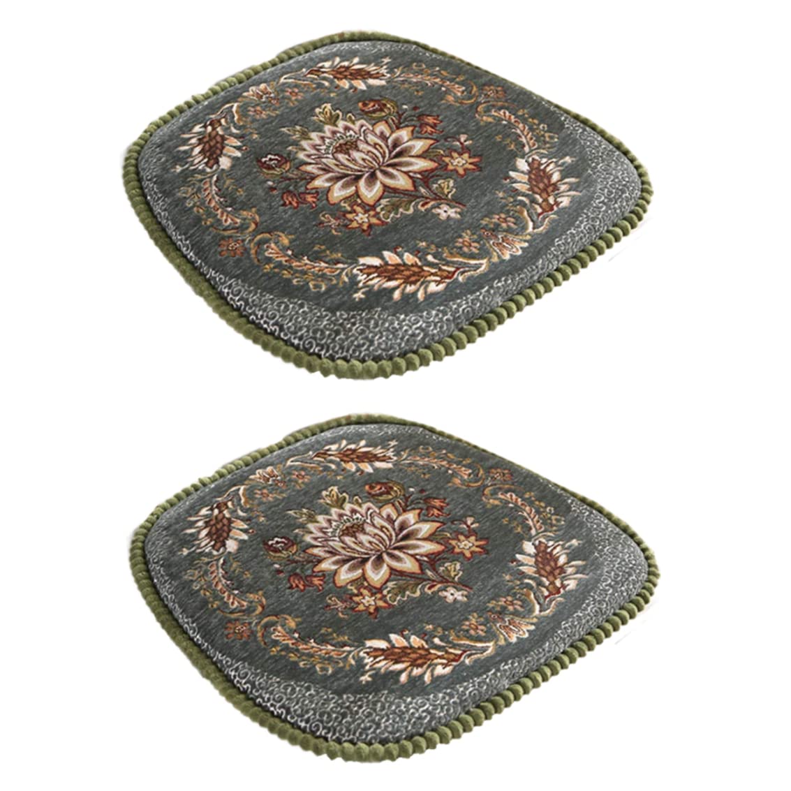 Coussin de chaise de cuisine européenne vert lavable avec attaches (Lot de 2) pour salle à manger