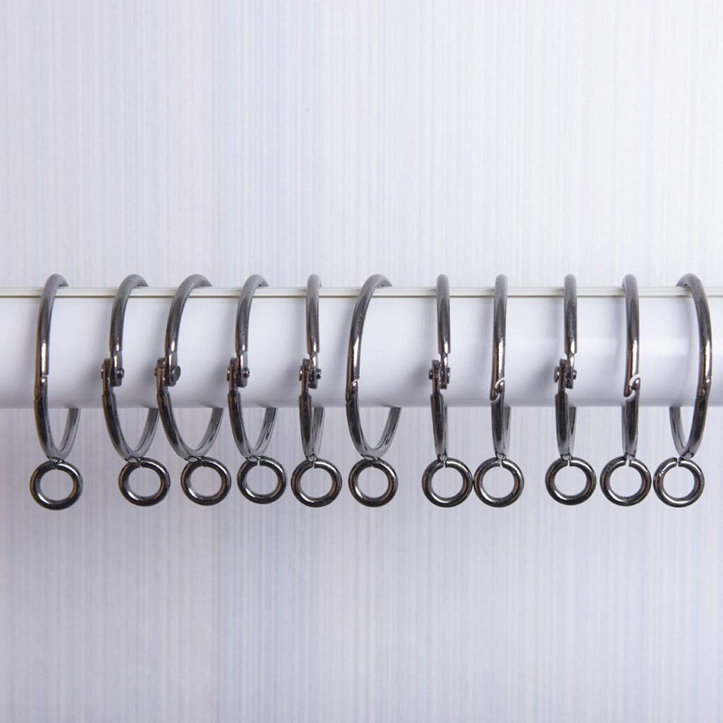 Gardinenringe aus Metall, Gardinenringe zum Aufhängen für Vorhänge und Stangen, Gardinen-Schiebe-Ösen-Ringe, Set mit 10 (schwarzen) Ringen (Größe: 1,2 Zoll) (1,2 Zoll) (2,5 Zoll)
