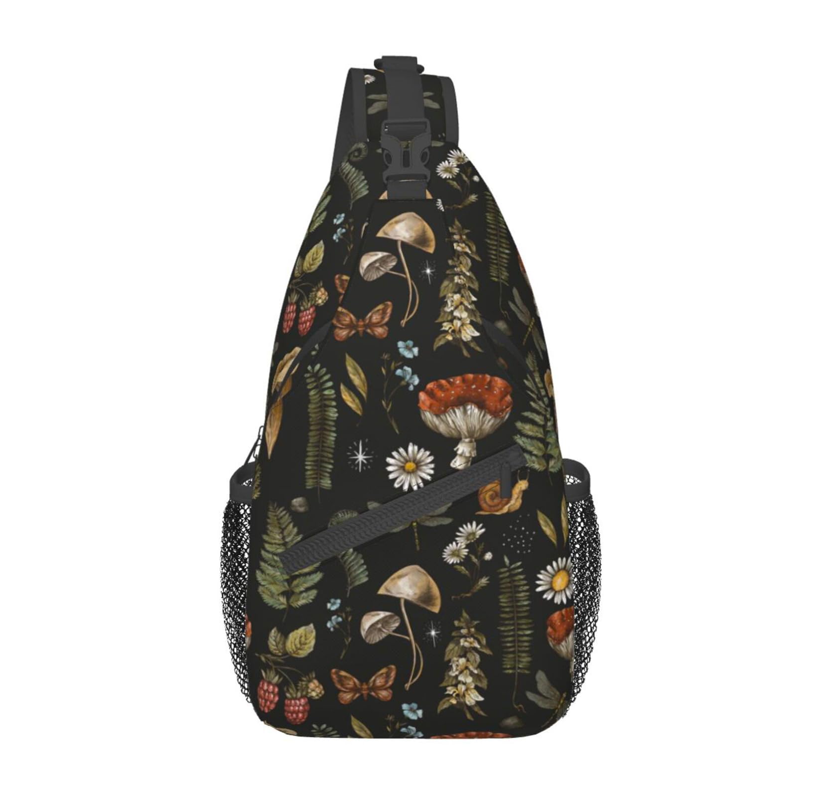 VOOHDDY Vintage Mushroom Witchcraft Magic Plant Sling Bag For Women Men Travel Hiking Backpack Crossbody Shoulder Chest Bags Casual Daypack Sport