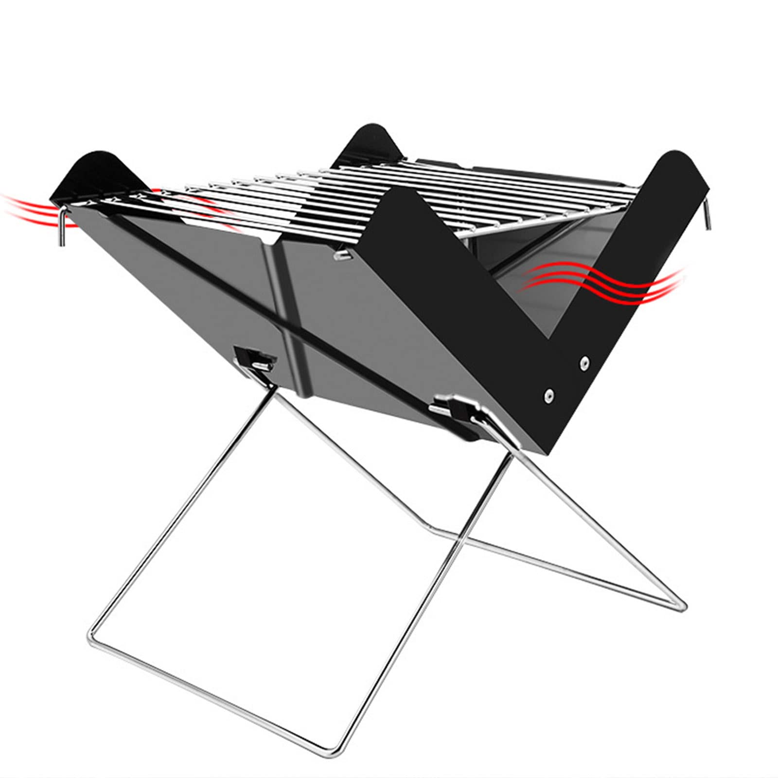 Griglia a Carbone Portatile Pieghevole per Barbecue, Barbecue da Tavolo Barbecue da Esterno in Acciaio Inossidabile per Fumatori per Cucinare all'aperto, Campeggio, Picnic, Spiaggia
