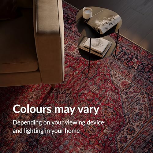Machine Washable Rug, 122x170cm, 75% Recycled Cotton, Short Pile, Non-Slip Backing, Non-Shedding, Suitable for Living Room, Bedroom, Kitchen, Hallway, Office, Aesthetic Crimson Red - Image 5