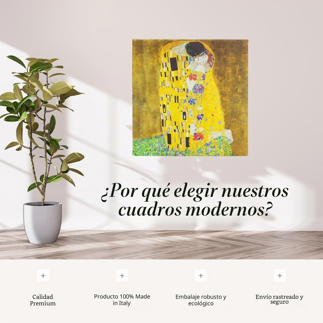 canvashop Cuadros modernos El beso de Klimt 120 x 60 cm lienzo lienzo