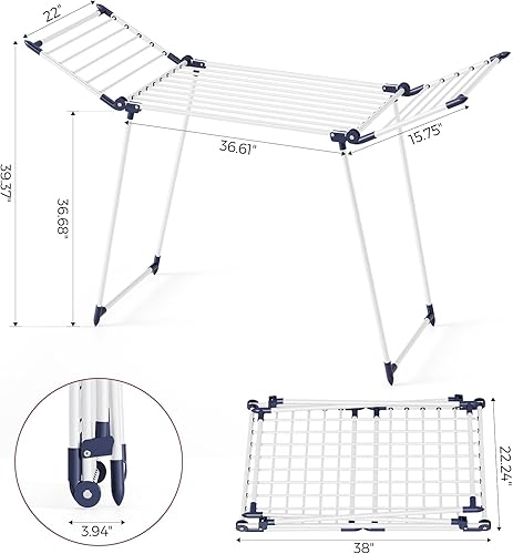Miniatura 2 de APEXCHASER Perchero de Ropa Plegable, Perchero Grande para Secar Ropa, Perchero de Ropa con Alas Plegable para Interior y Exterior, Perchero