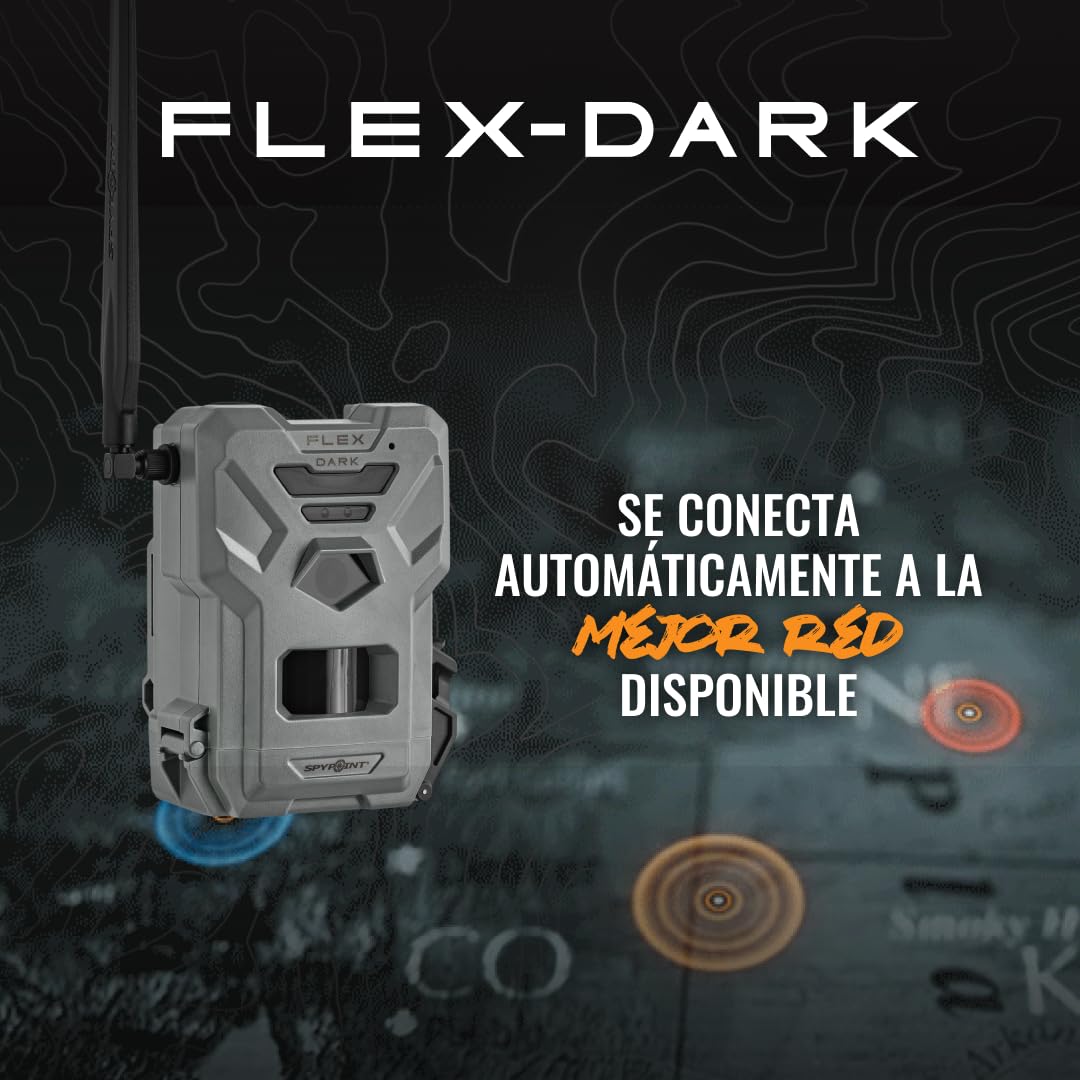 SPYPOINT Flex-Dark Cámara de rastreo Celular 4G, Fotos 40 MP, Video 1080p con Sonido, visión Nocturna sin Brillo, detección Movimiento 30 m, sin WiFi