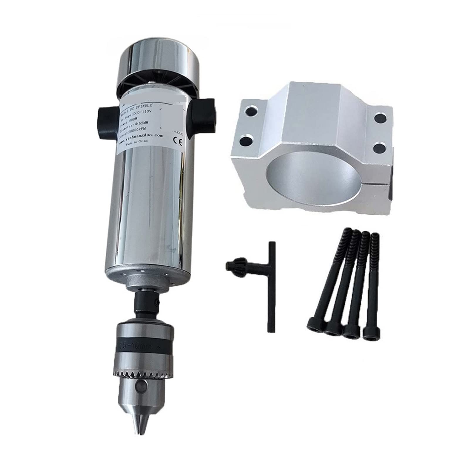 Silnik Wrzeciona, Wrzeciono o chłodzonym powietrzu 800 W ER11 ER16 CNC Silnik wrzeciona + 5 2 mm Zaciski 0. 8kW DC 0-110V 20000 rpm COLLET Chuck do grawerowania(ER11)